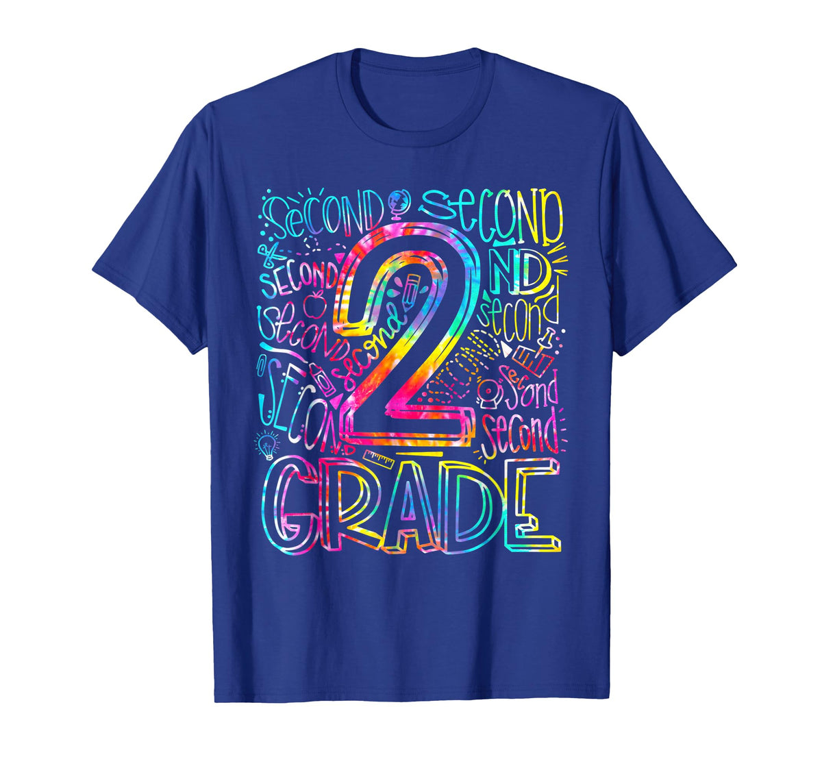 Tie Dye 2nd Grade Typography Team Second Grade Teacher T-Shirt