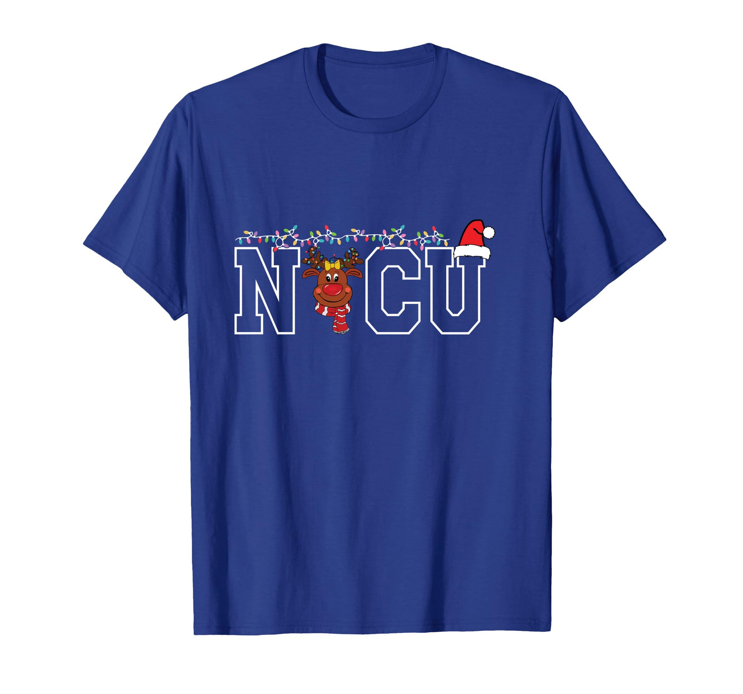 Cute Santa Hat Reindeer Christmas Light Xmas NICU Nurse Cool Long Sleeve T-Shirt