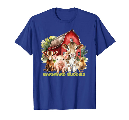 Barnyard Buddies Cute Cow Goat Pig Hen On The Farm Barnyard T-Shirt