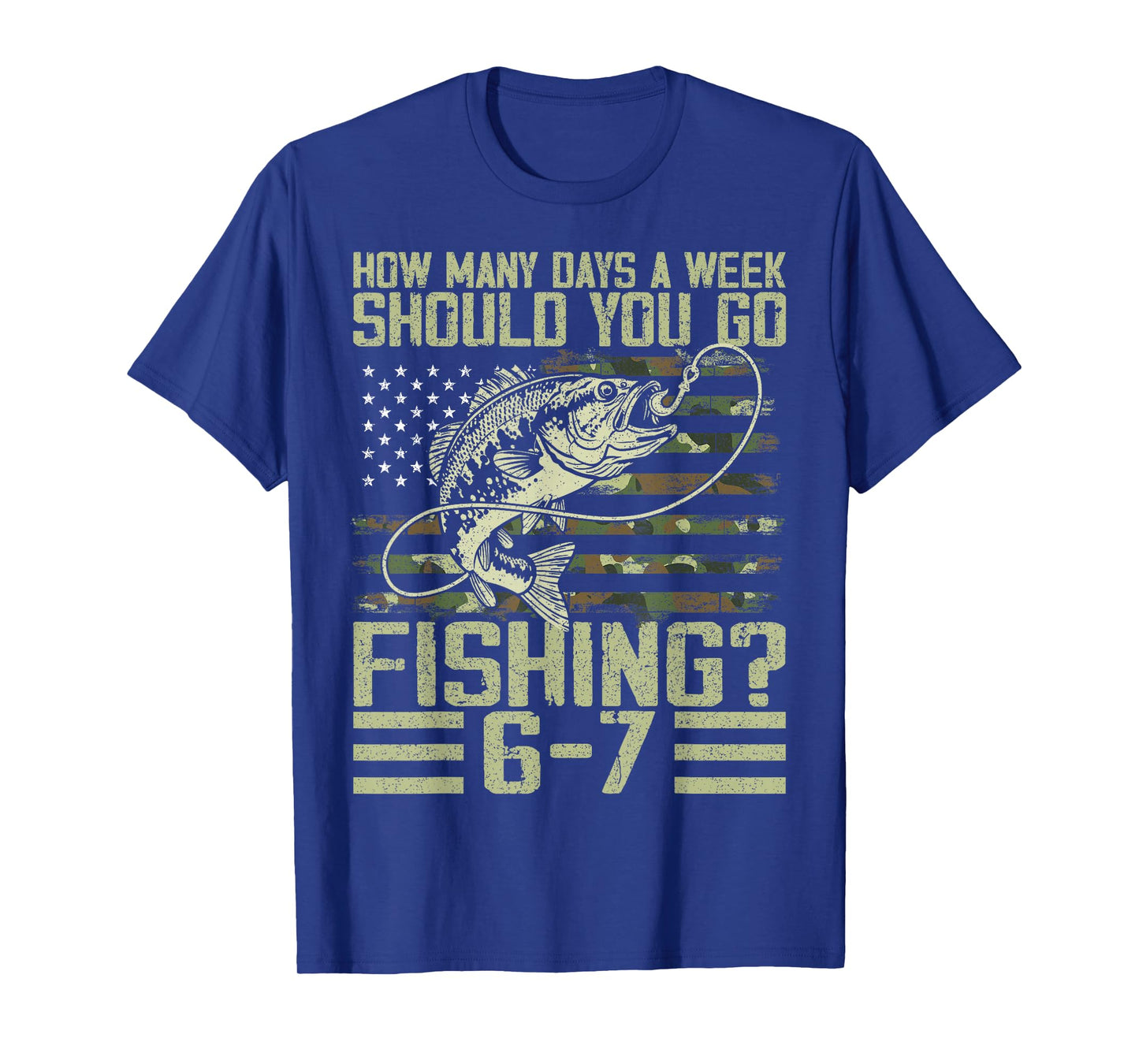 Funny Fishing Boy Teens Kid Camouflage USA Flag Bass Fish 67 T-Shirt
