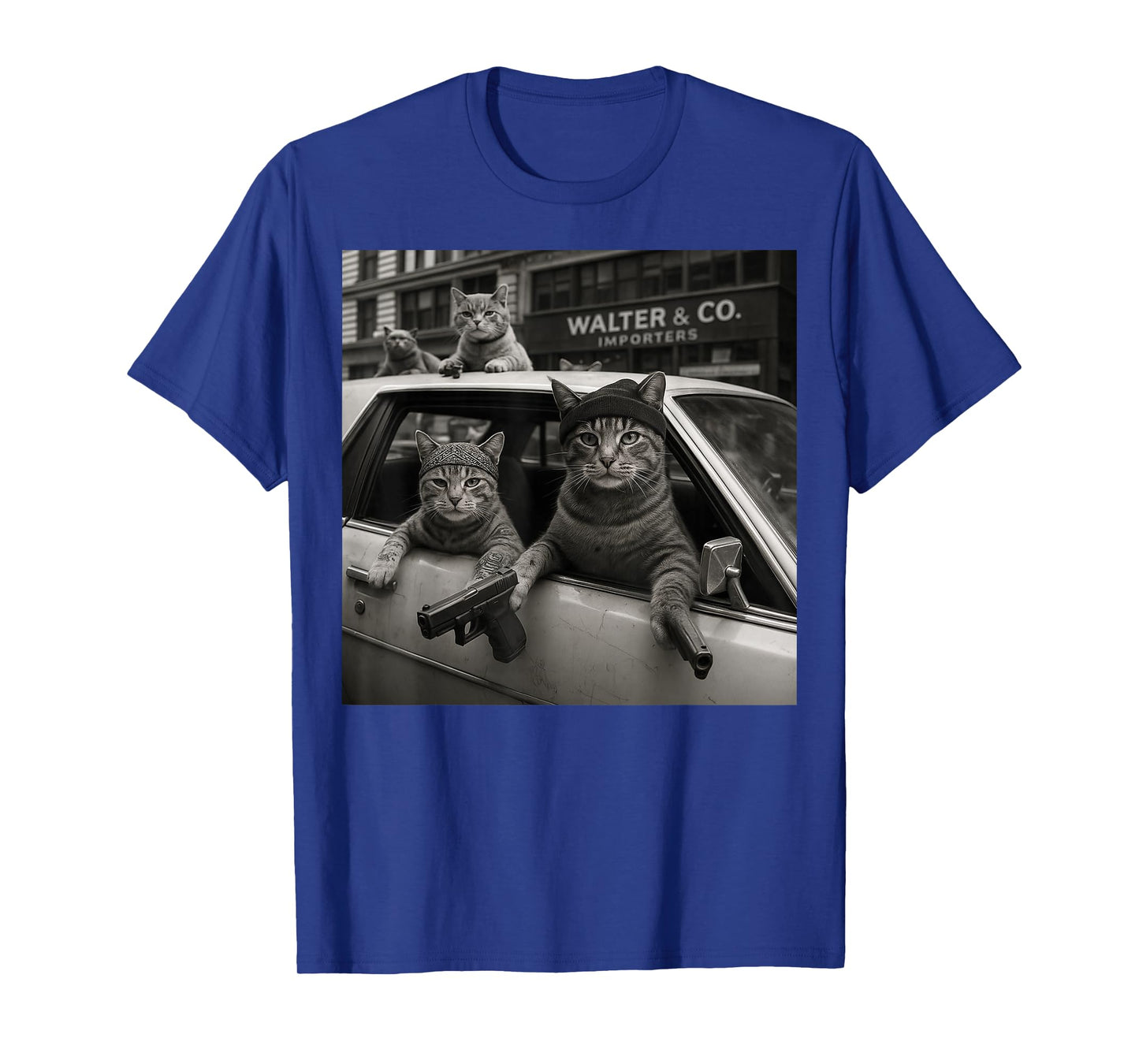 Funny Retro Gangster Cats Street Gang Tattoo Graphic T-Shirt