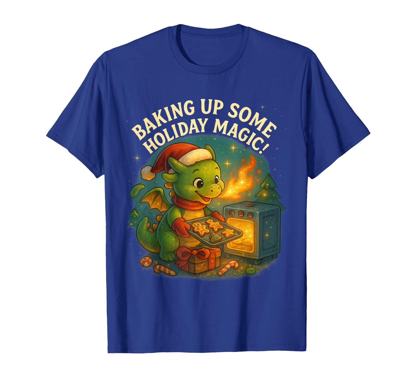 Baking Up Holiday Magic Cute Dragon Design T-Shirt