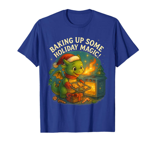 Baking Up Holiday Magic Cute Dragon Design T-Shirt