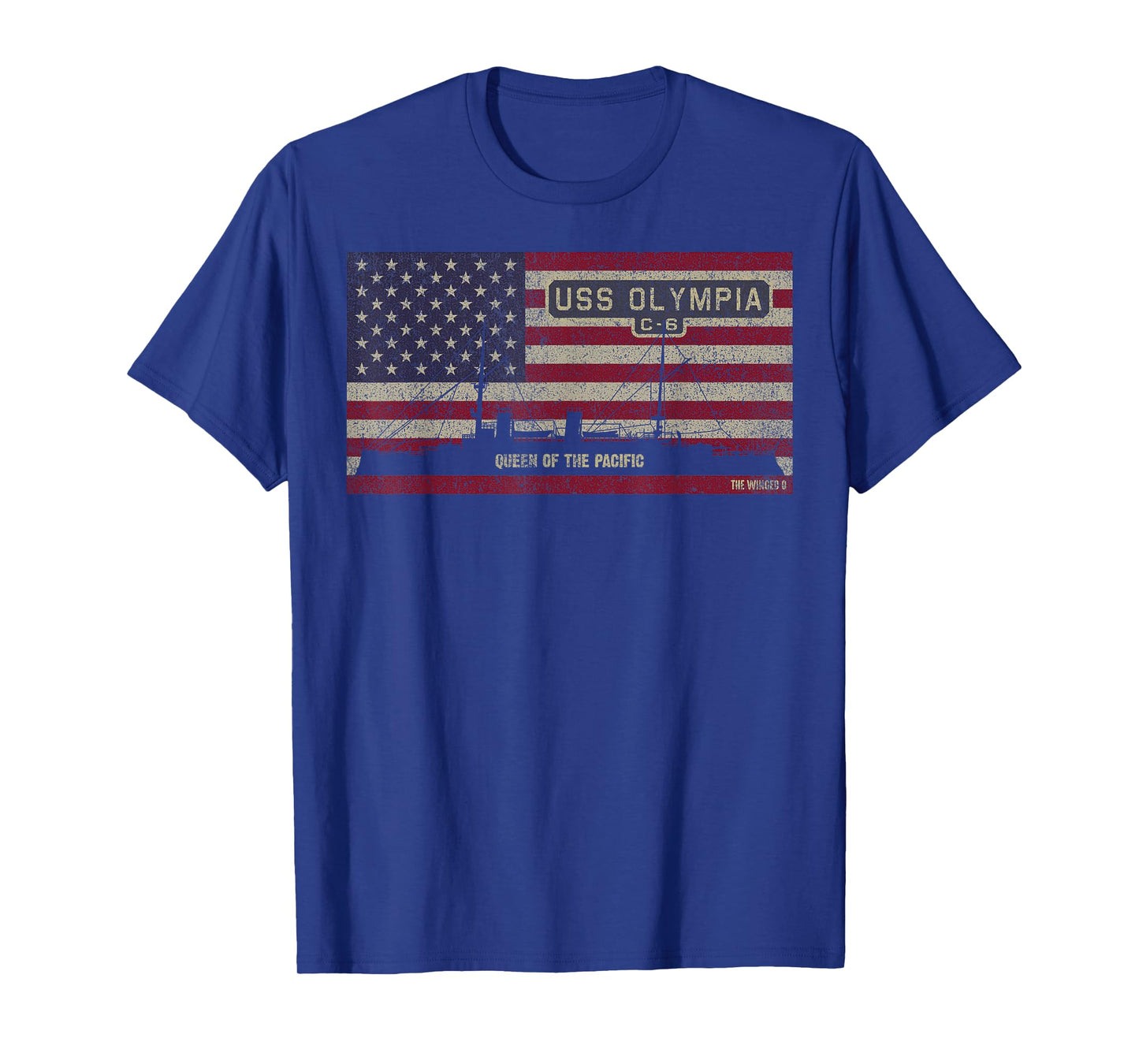 USS Olympia C-6 1892 Protected Cruiser Ship American Flag T-Shirt