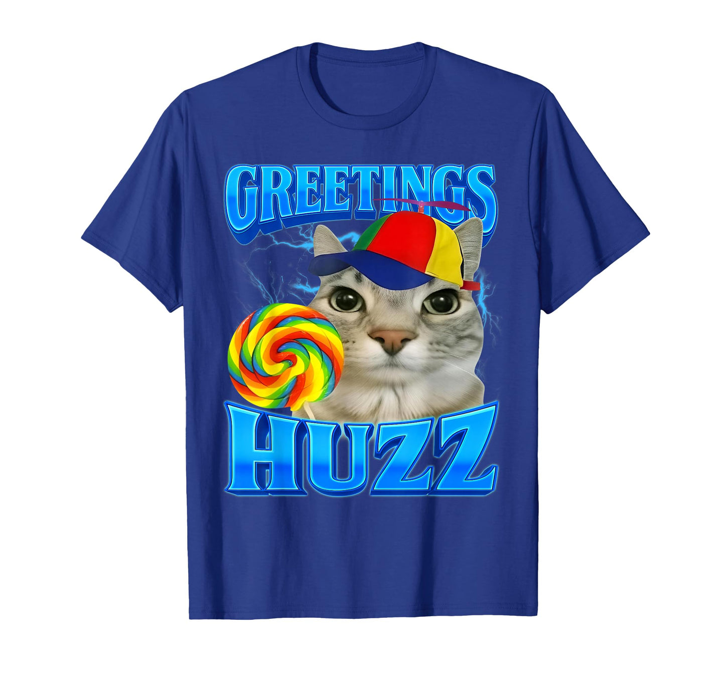 Lollipop Cat Meme Greetings Huzz Funny Silly Cats Brainrot T-Shirt