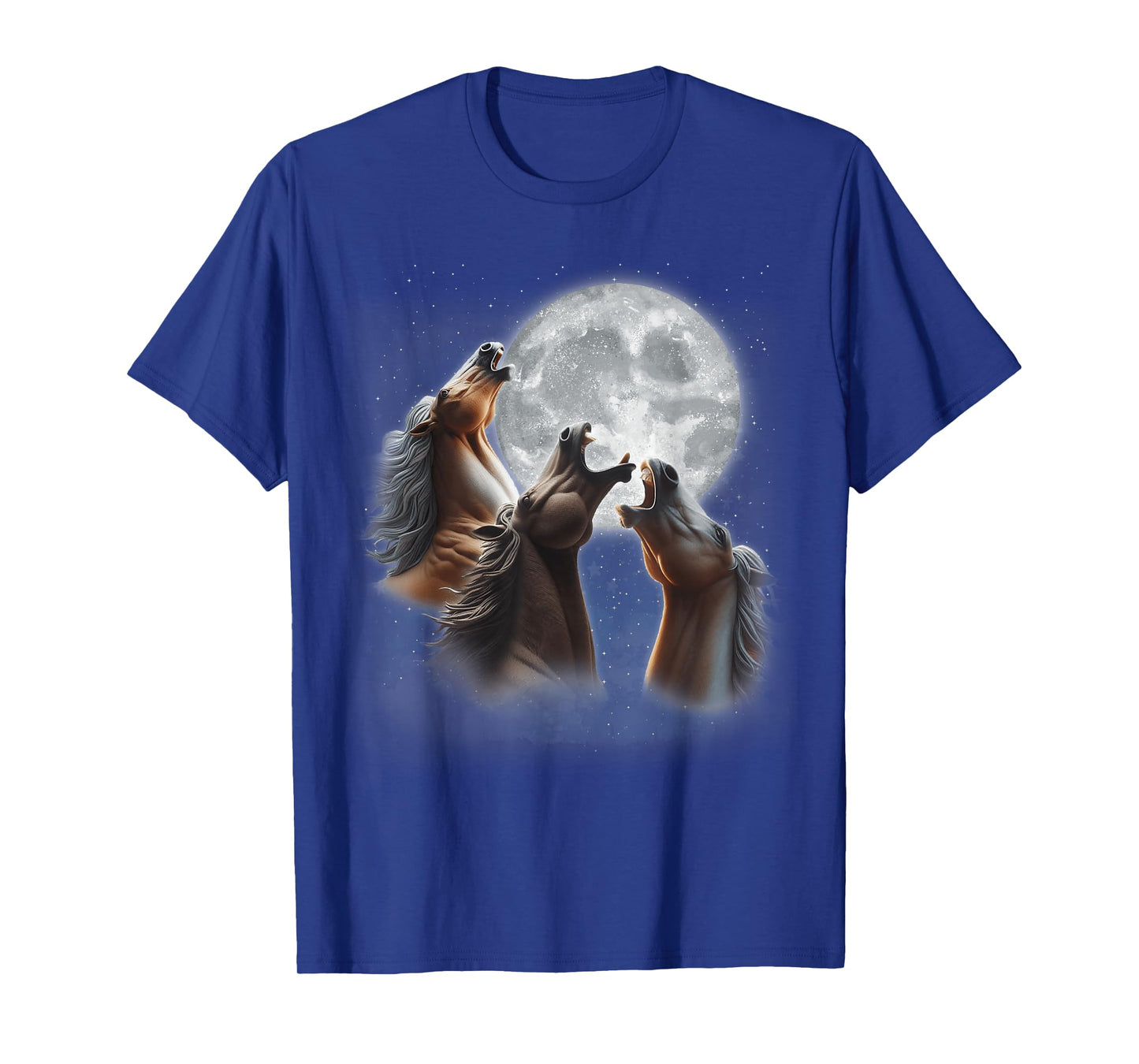 3 Horses Howling At The Moon Funny Horse Lover Equestrian T-Shirt