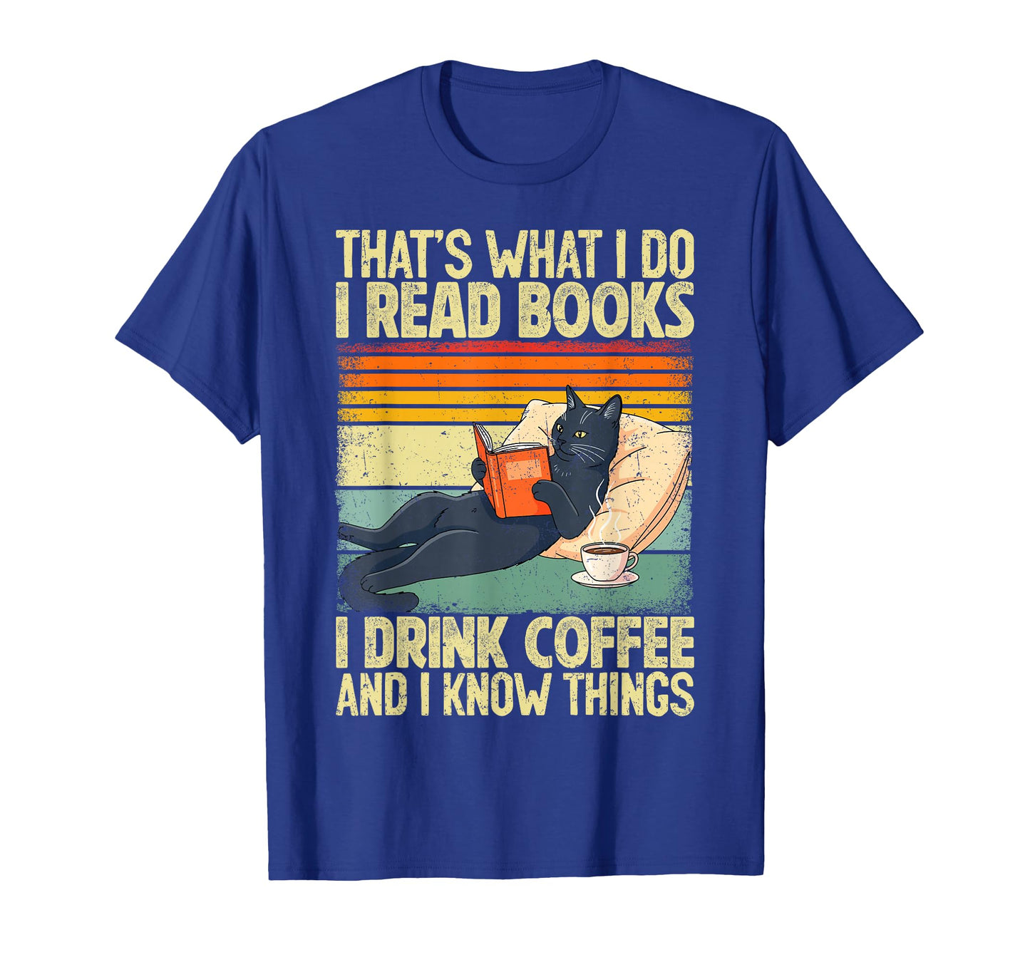 Cat Reading Book Lover Coffee Books Teacher Librarian Cat T-Shirt