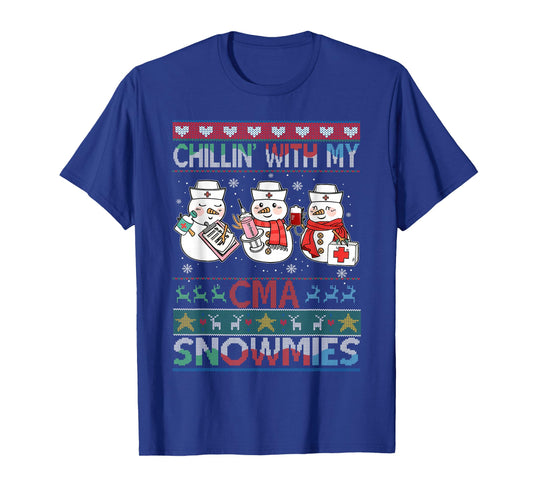 Chilling with my snowmies CMA Ugly Christmas Sweater CMA T-Shirt