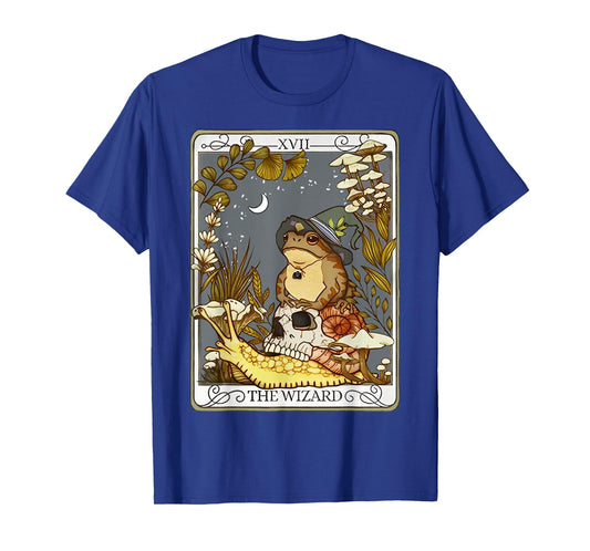 Vintage Cottagecore The Wizard Frog Riding Snail Tarot Card T-Shirt