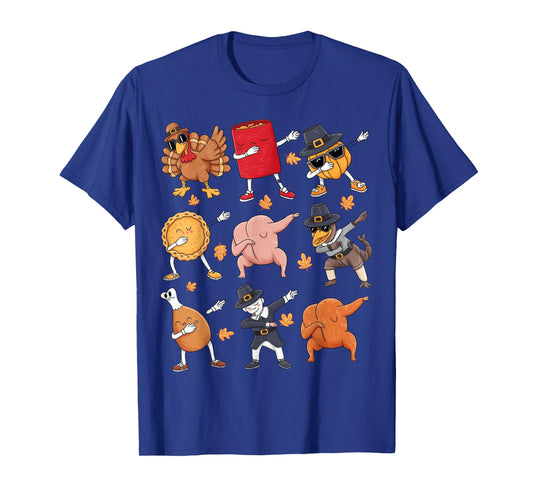 Dabbing Turkey T Rex Pilgrim Thanksgiving Boys Kid T-Shirt