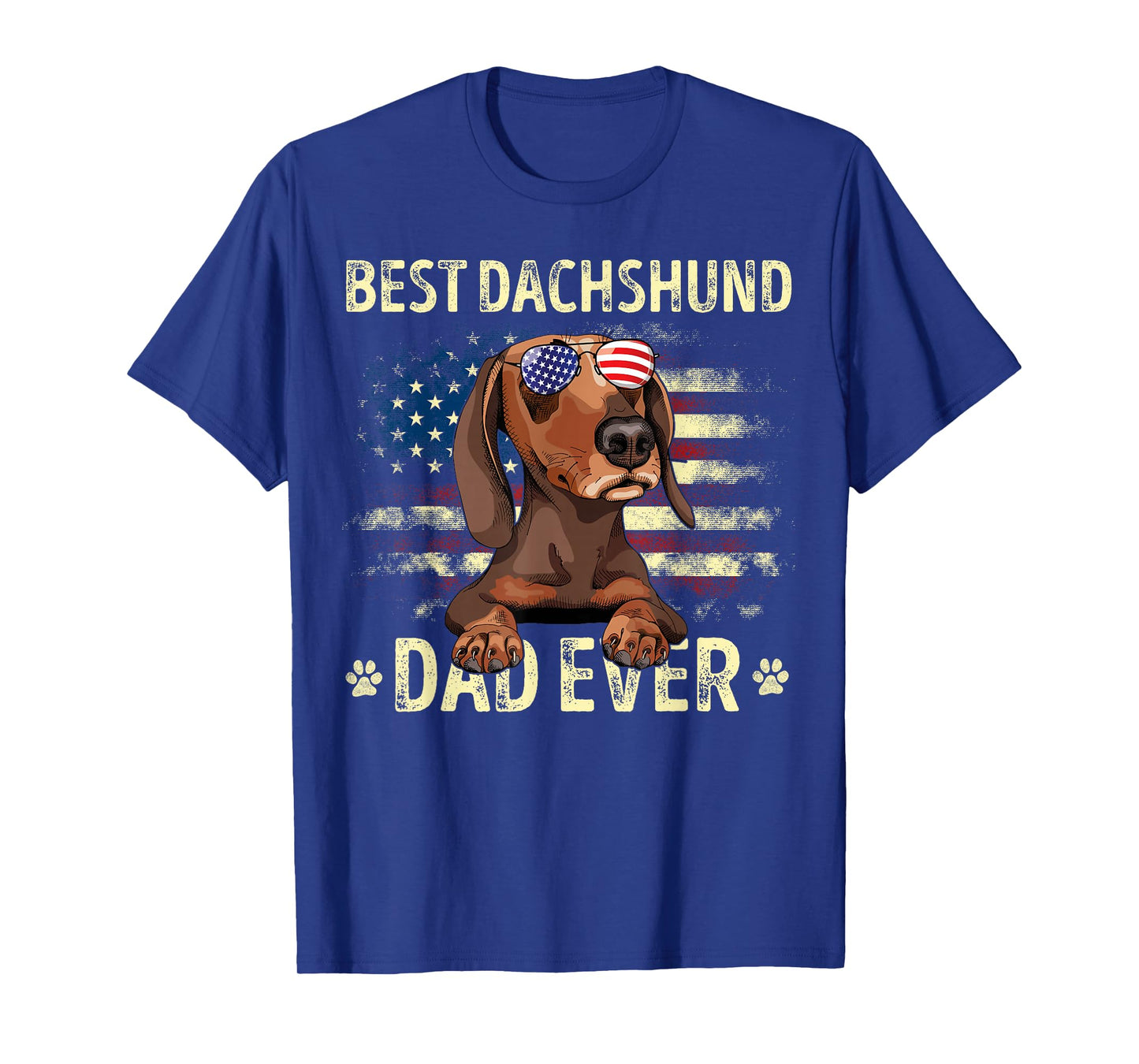 Dachshund Dad Flag American Best Dog Dad Ever Dachshund Men T-Shirt