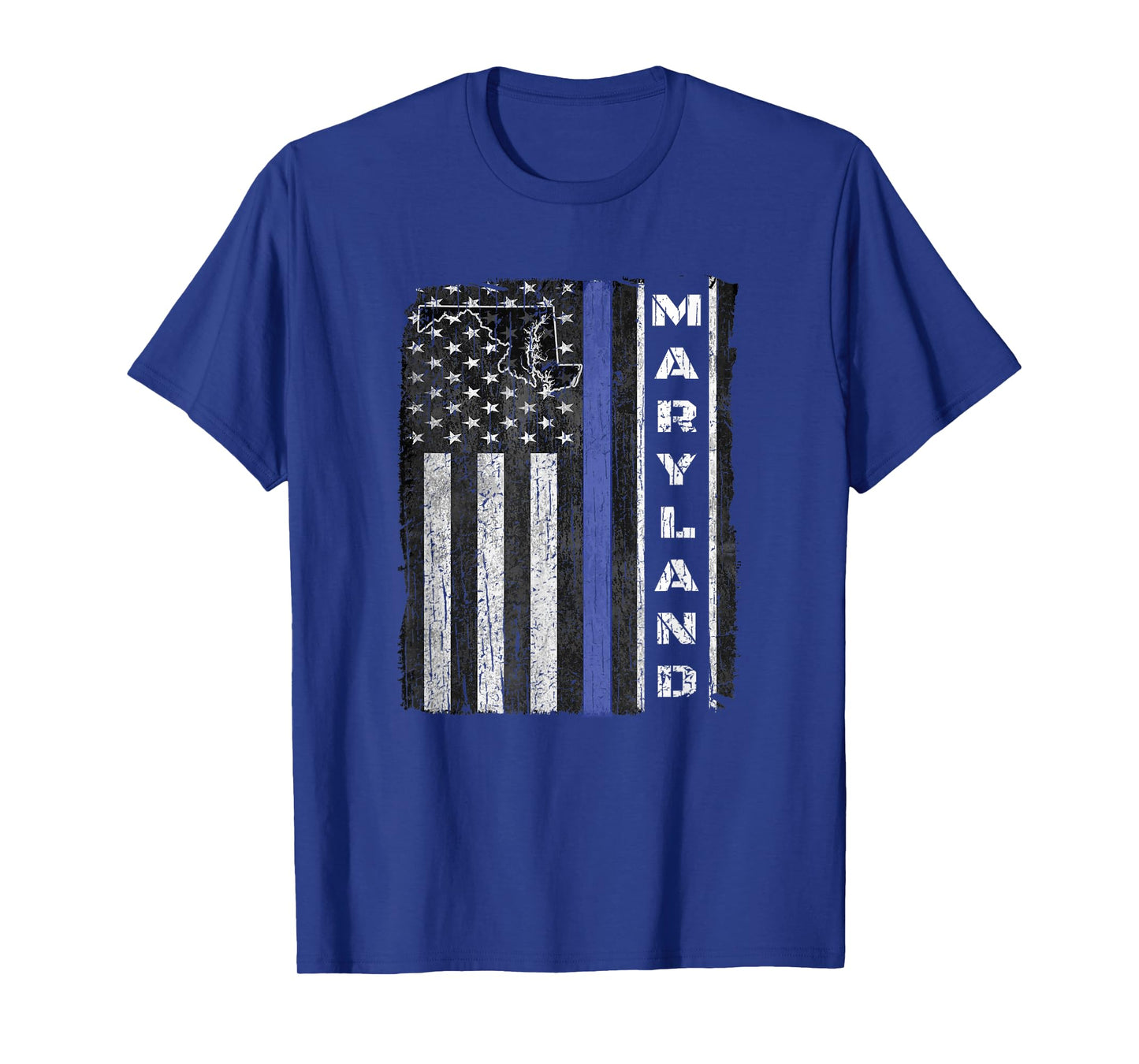 Maryland Thin Blue Line Police Week TShirt USA Flag Gift Men T-Shirt