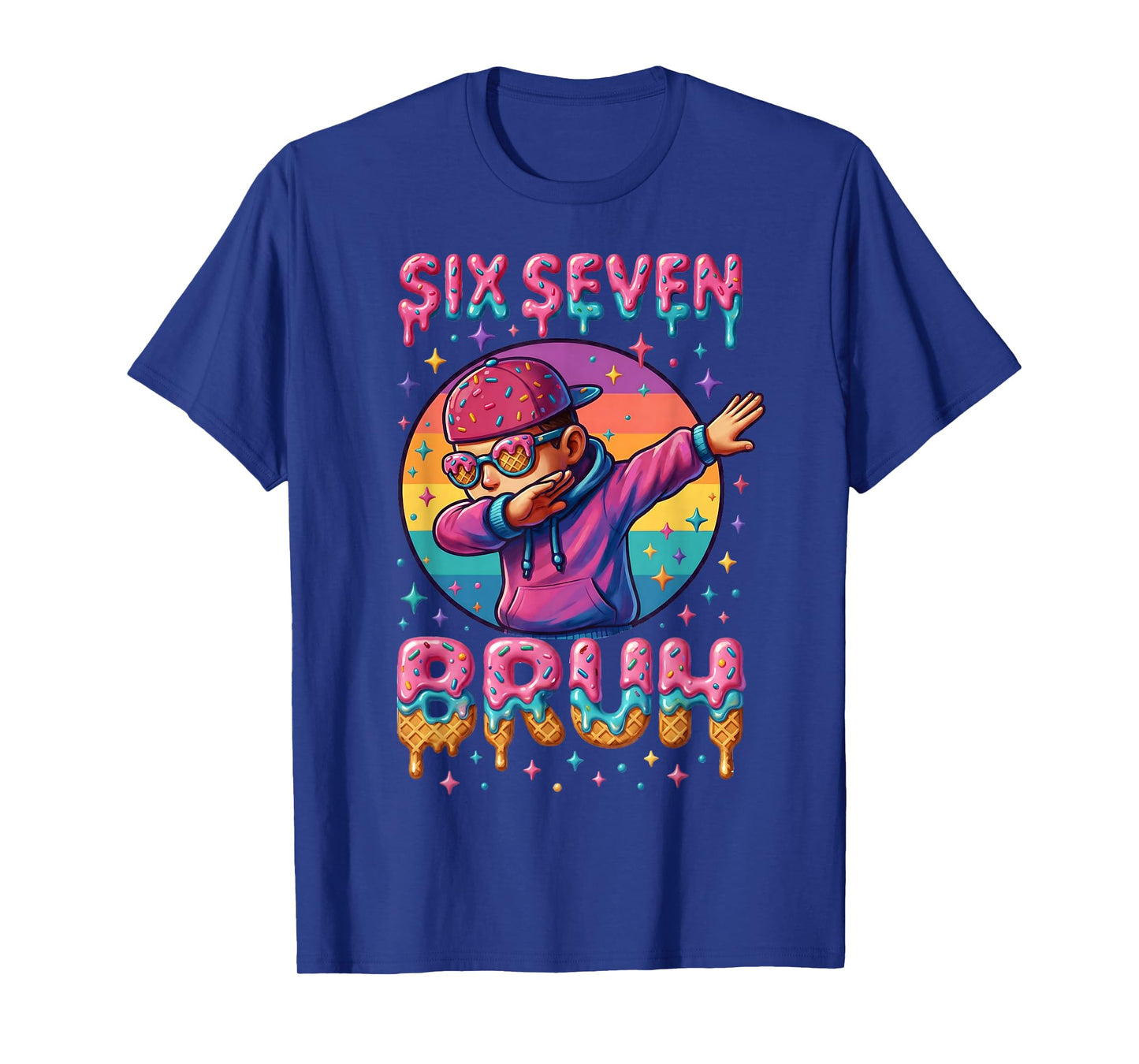 67 Meme Bruh Ice Cream Drip 6 7 Numbers Dabbing Six Seven T-Shirt