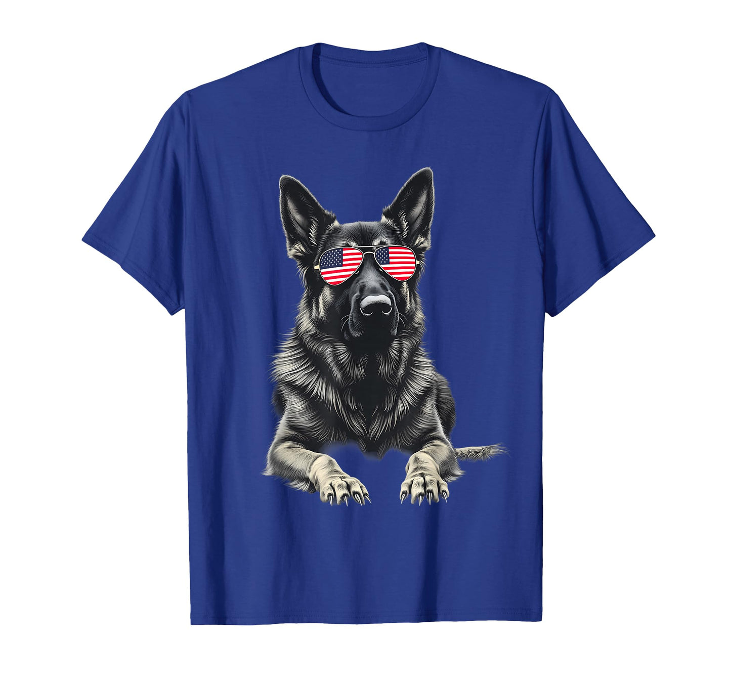 German Shepherd USA Flag Sunglasses Patriotic 4th of july T-Shirt