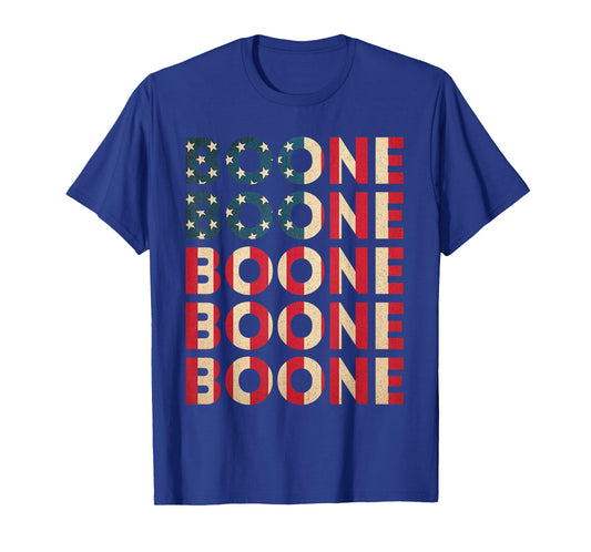 Boone Personalized Name Vintage Retro US Flag Woman Man T-Shirt