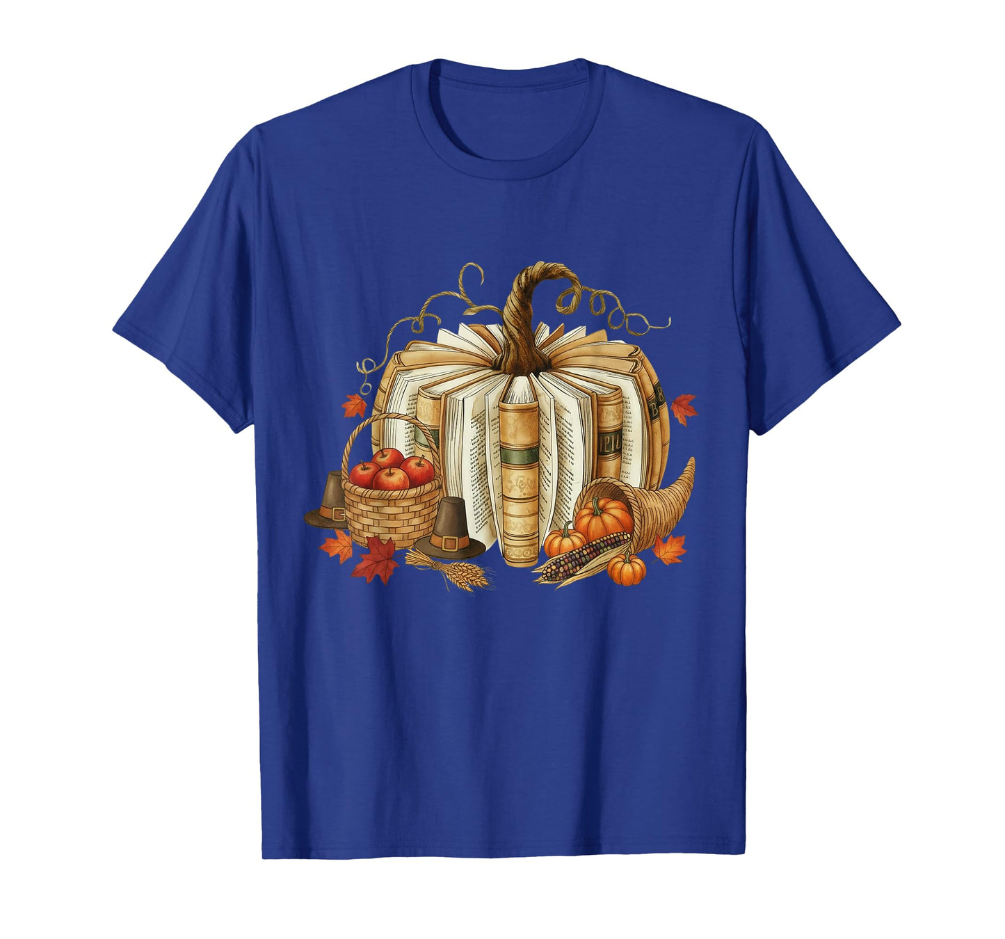 Book Pumpkin Fall Reading Thanksgiving Teacher Librarian T-Shirt