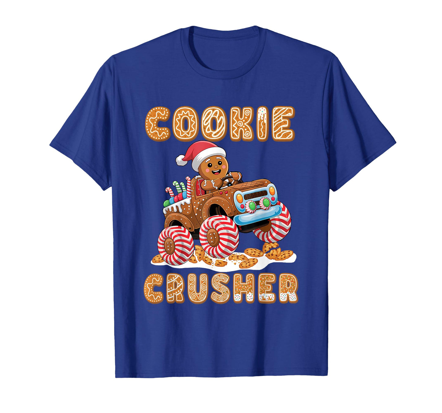 Christmas Gingerbread Pajamas Cookie Crusher Monster Truck T-Shirt