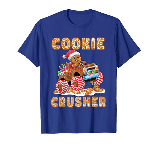 Christmas Gingerbread Pajamas Cookie Crusher Monster Truck T-Shirt