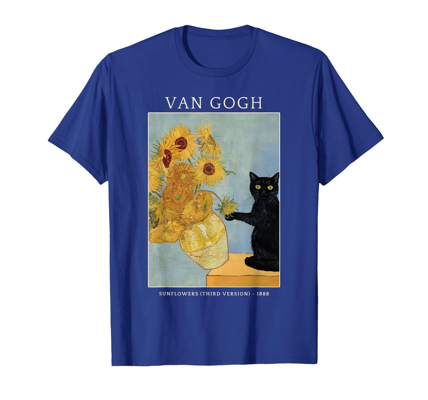 Funny Cat & Sunflowers Van Gogh Art Parody Vintage T-Shirt