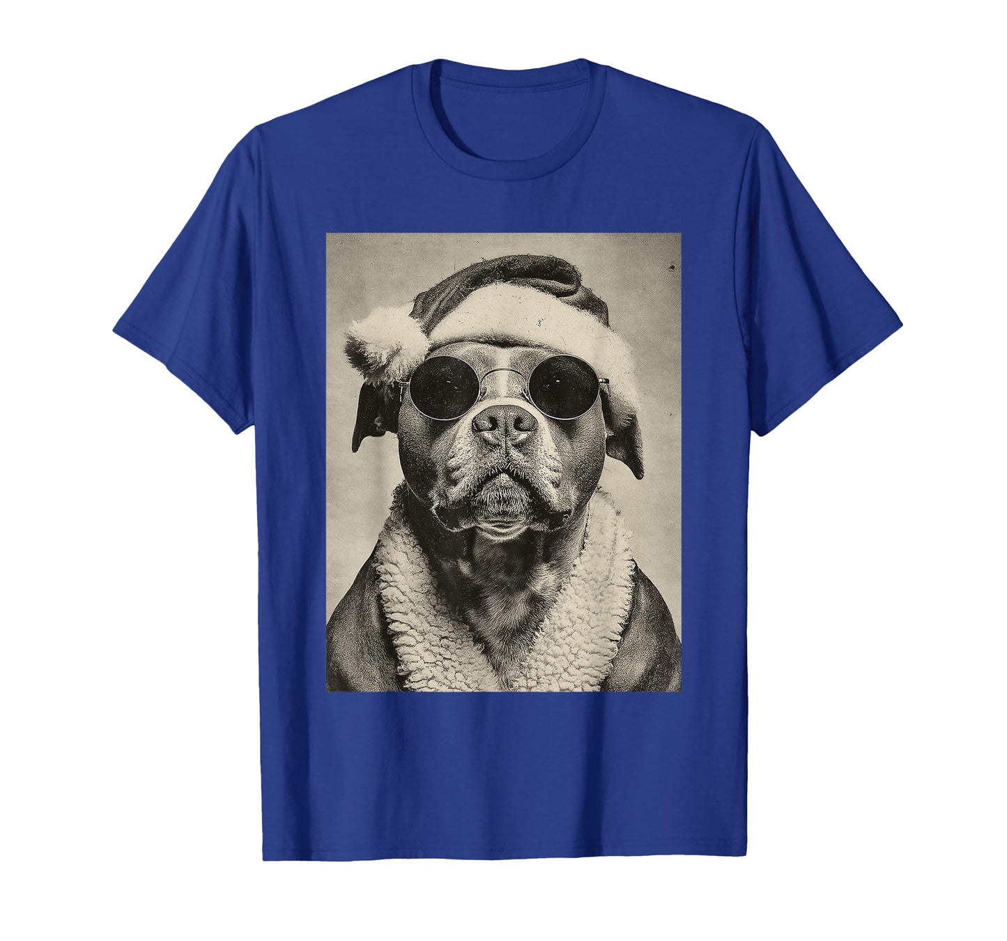 Funny Pit Bull with Sunglasses Retro Christmas Festive Dog T-Shirt