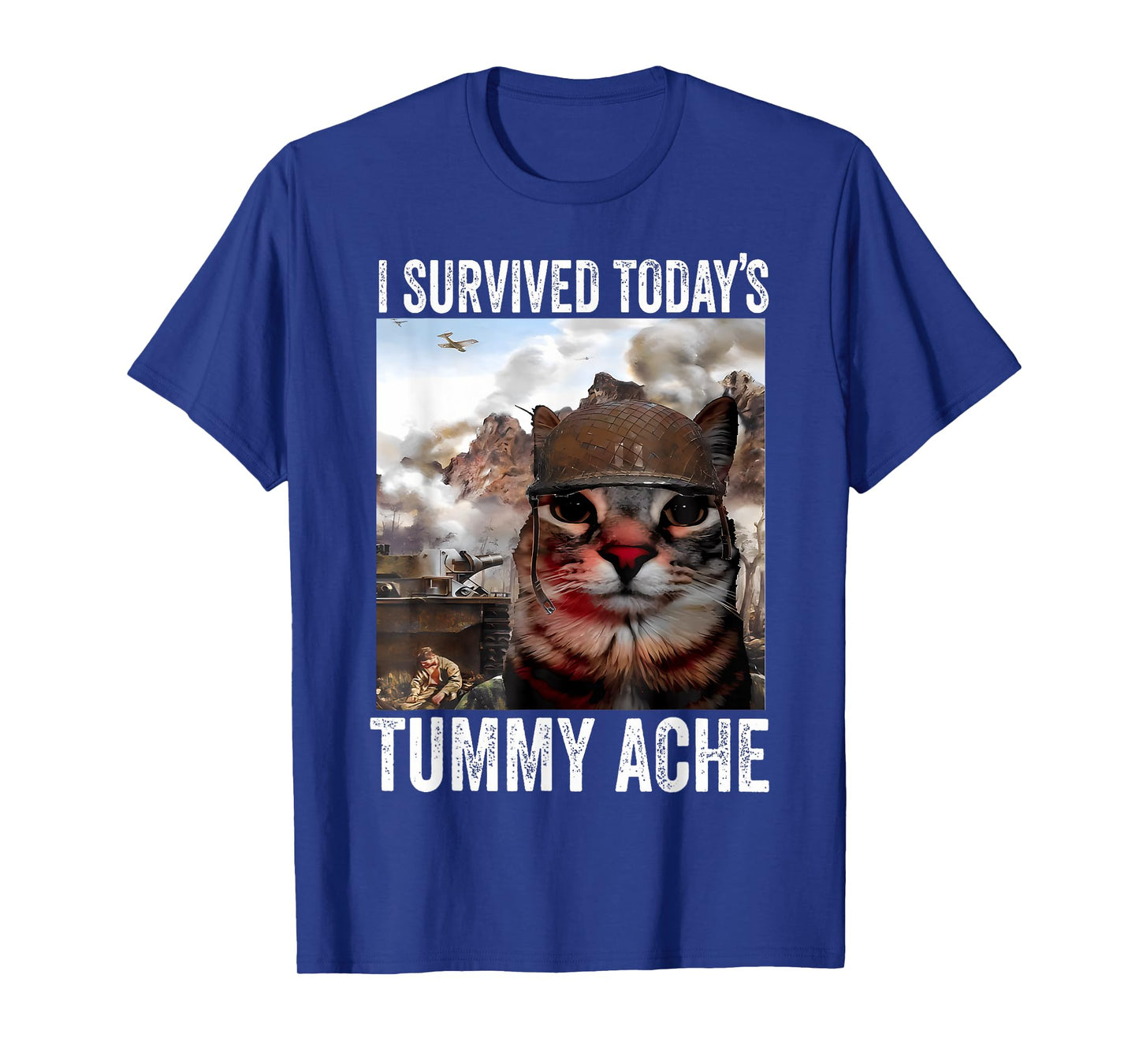 I Survived Today's Tummy Ache Cat Funny T-Shirt for Men Women