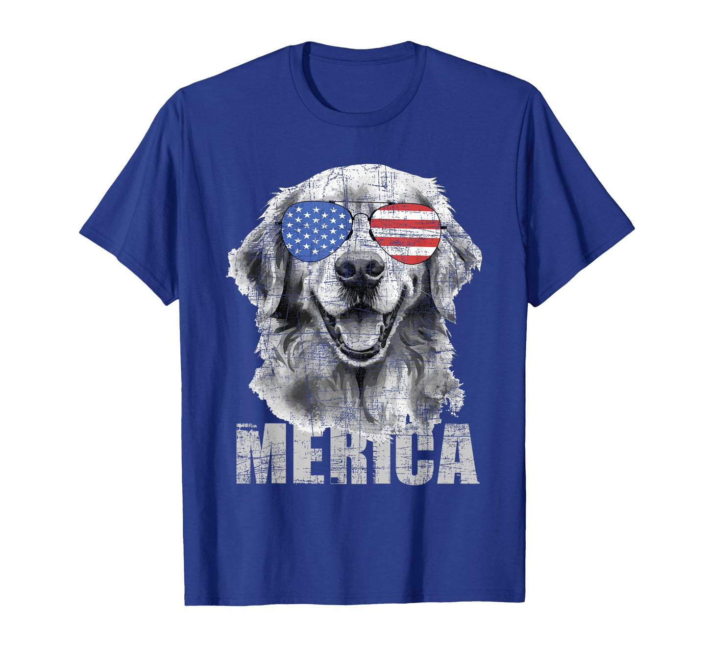 Merica - Patriotic American Flag Golden Retriever Dog Lover T-Shirt