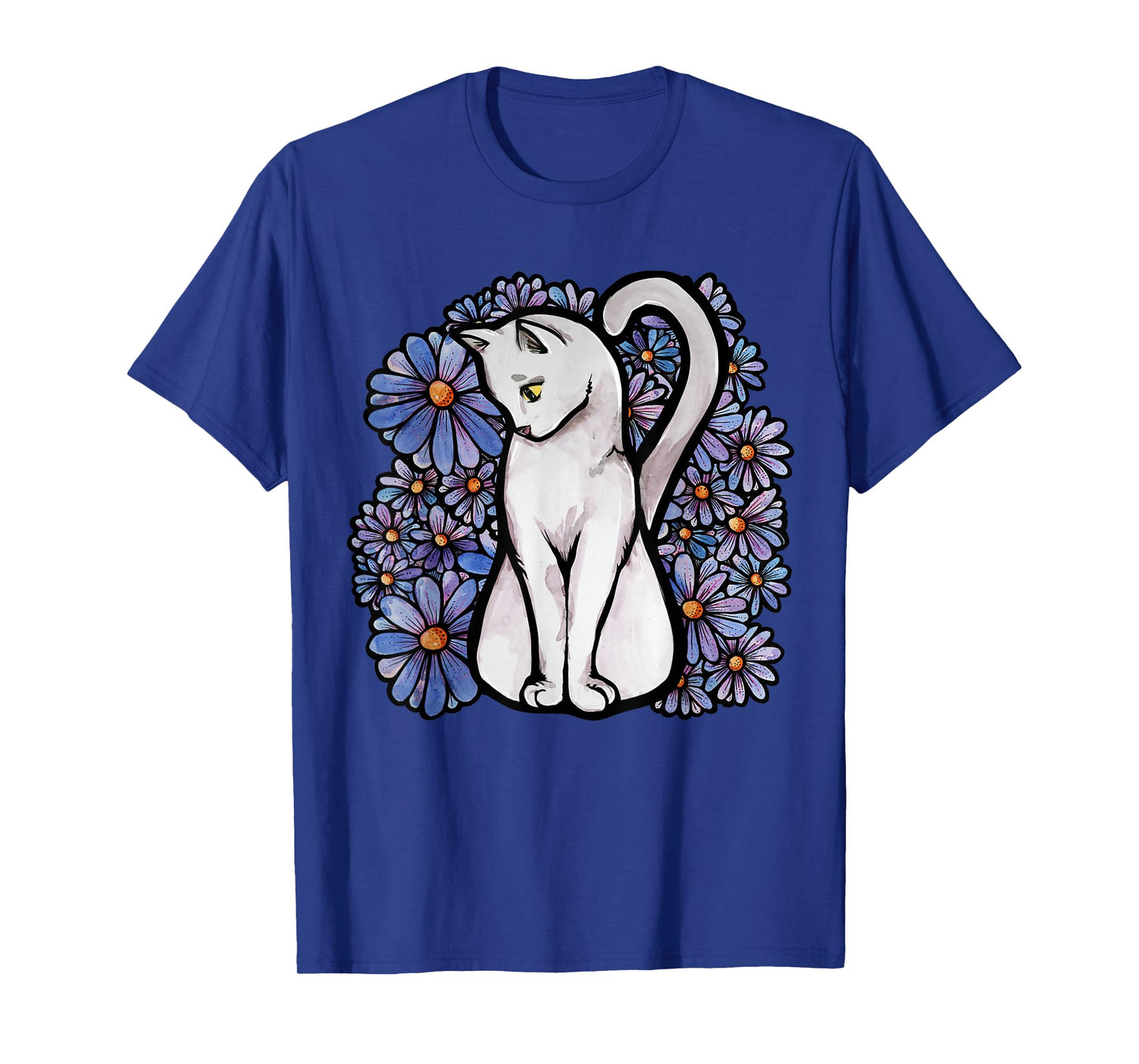 White Cats Kitty Cat Flower Garden T-Shirt