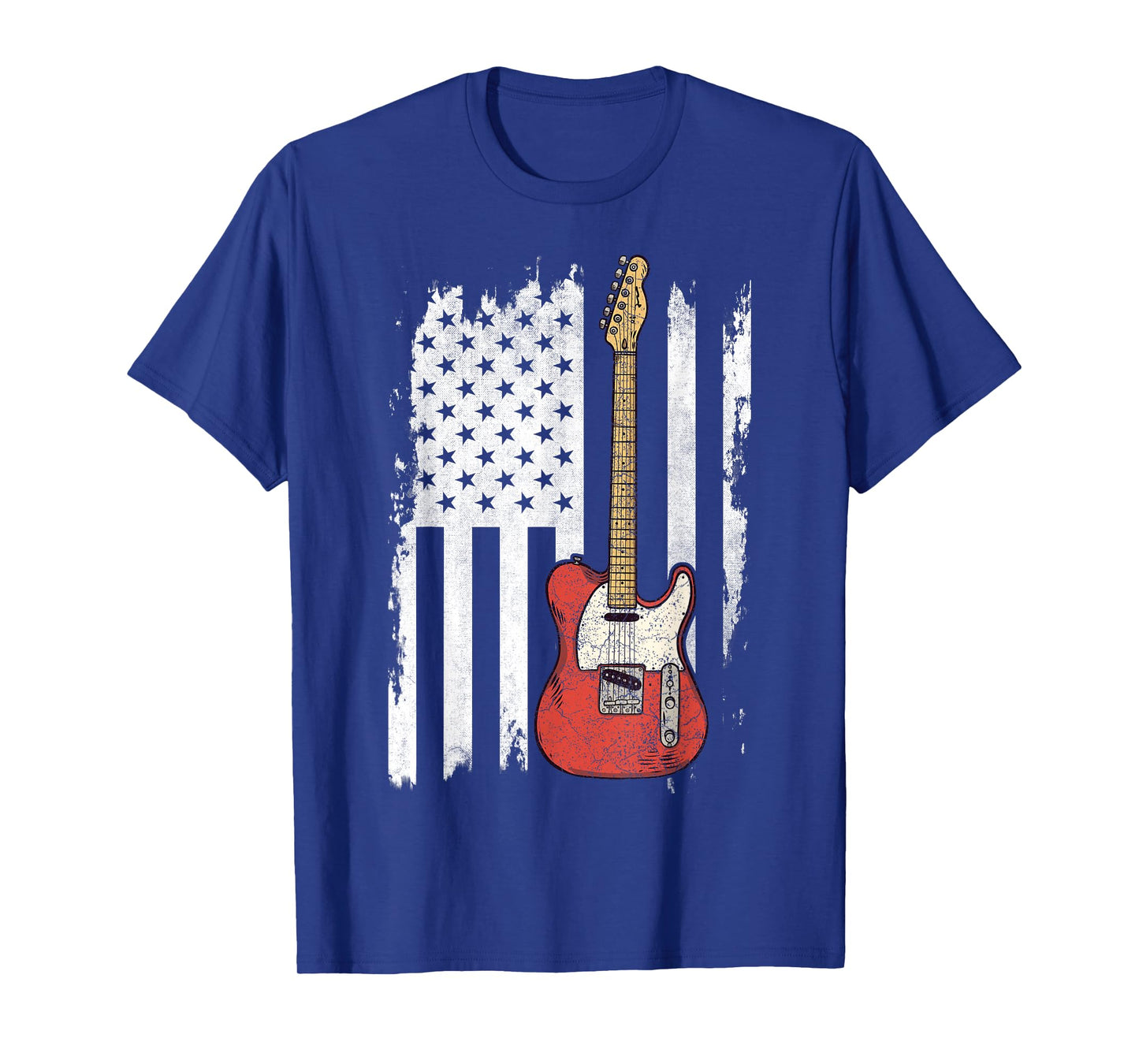 Lets Rock Rock n Roll Guitar Retro USA Flag Music T-Shirt