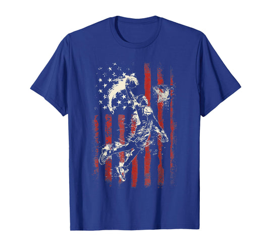 Patriotic Basketball 4th of July Men USA American Flag Boys T-Shirt
