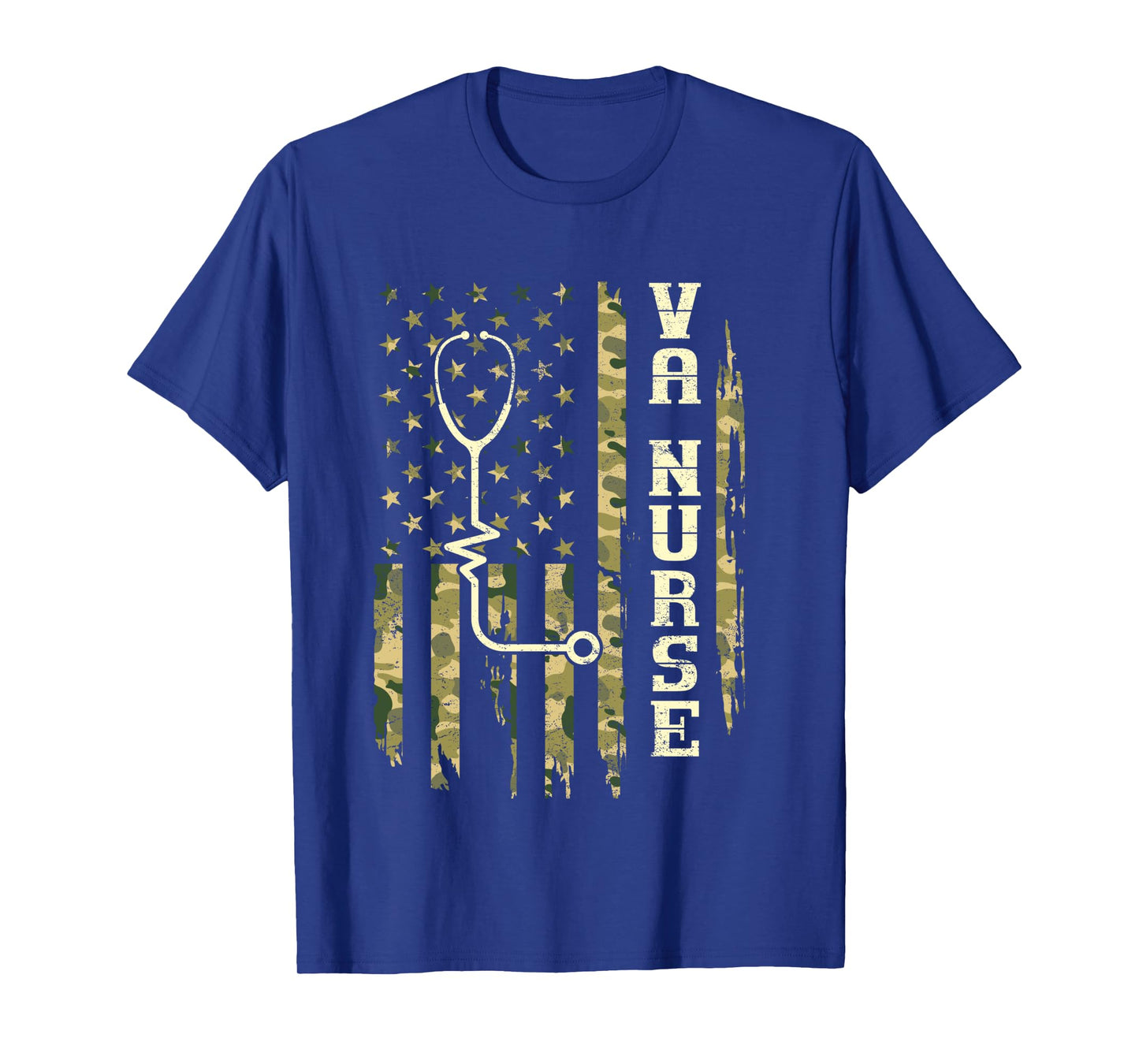 VA Nurse Camouflage American Flag Patriotic Medical Worker Long Sleeve T-Shirt