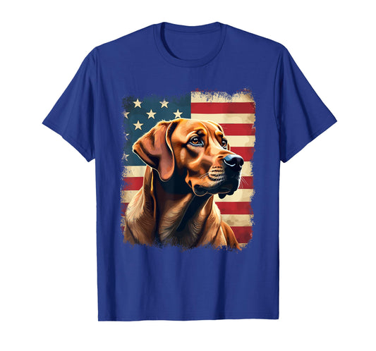Labrador Retriever | Fox Red Labrador & American Flag T-Shirt
