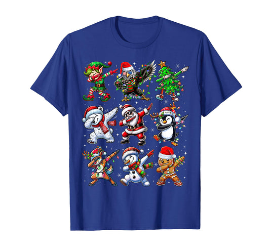 Funny Christmas Tree Lights Dabbing Santa Xmas Boys Men Kids T-Shirt