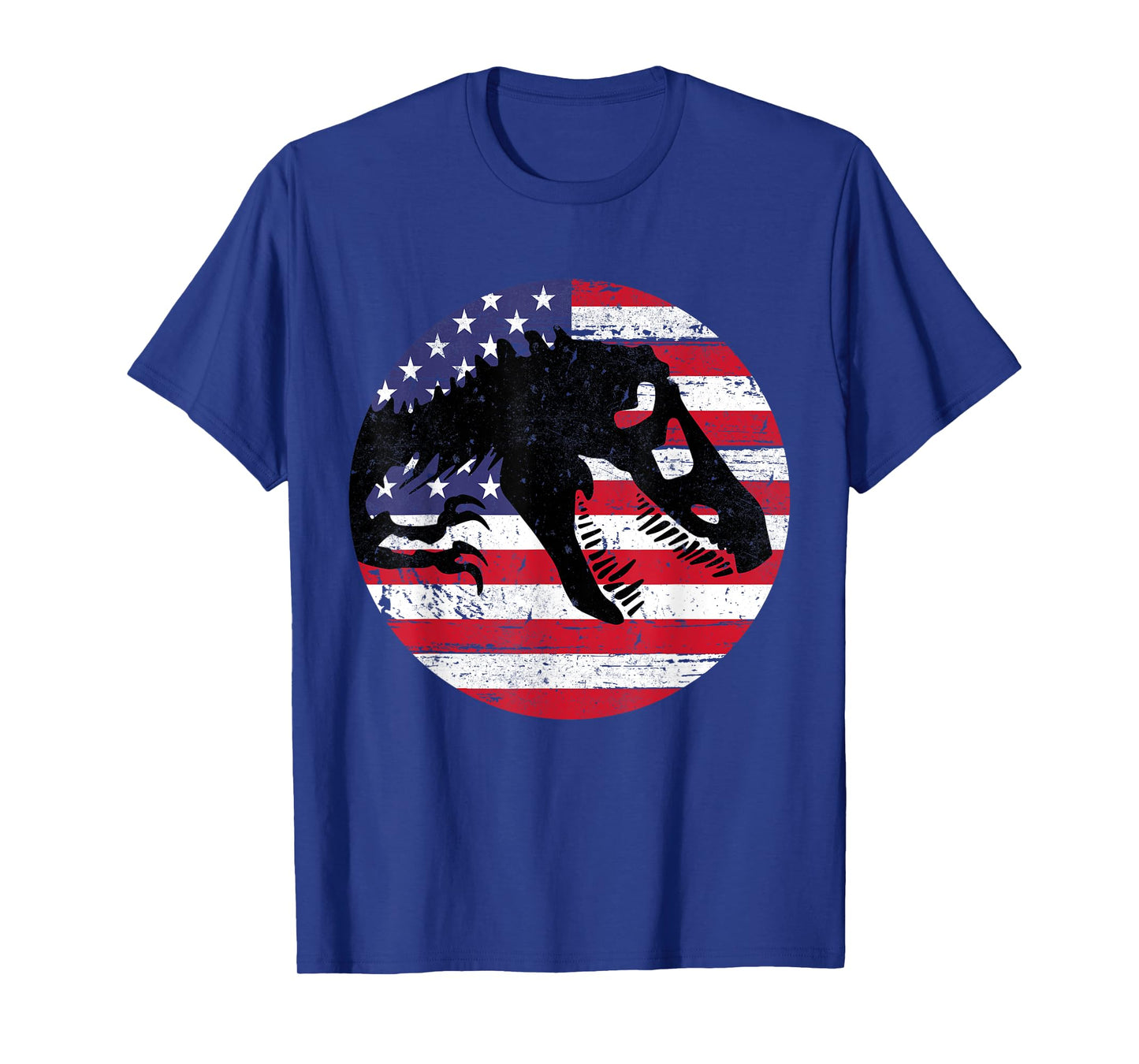 Dino Fossi USA Flag Patriotic Dinosaur T-Rex 4th Of July Women Men T-Shirt