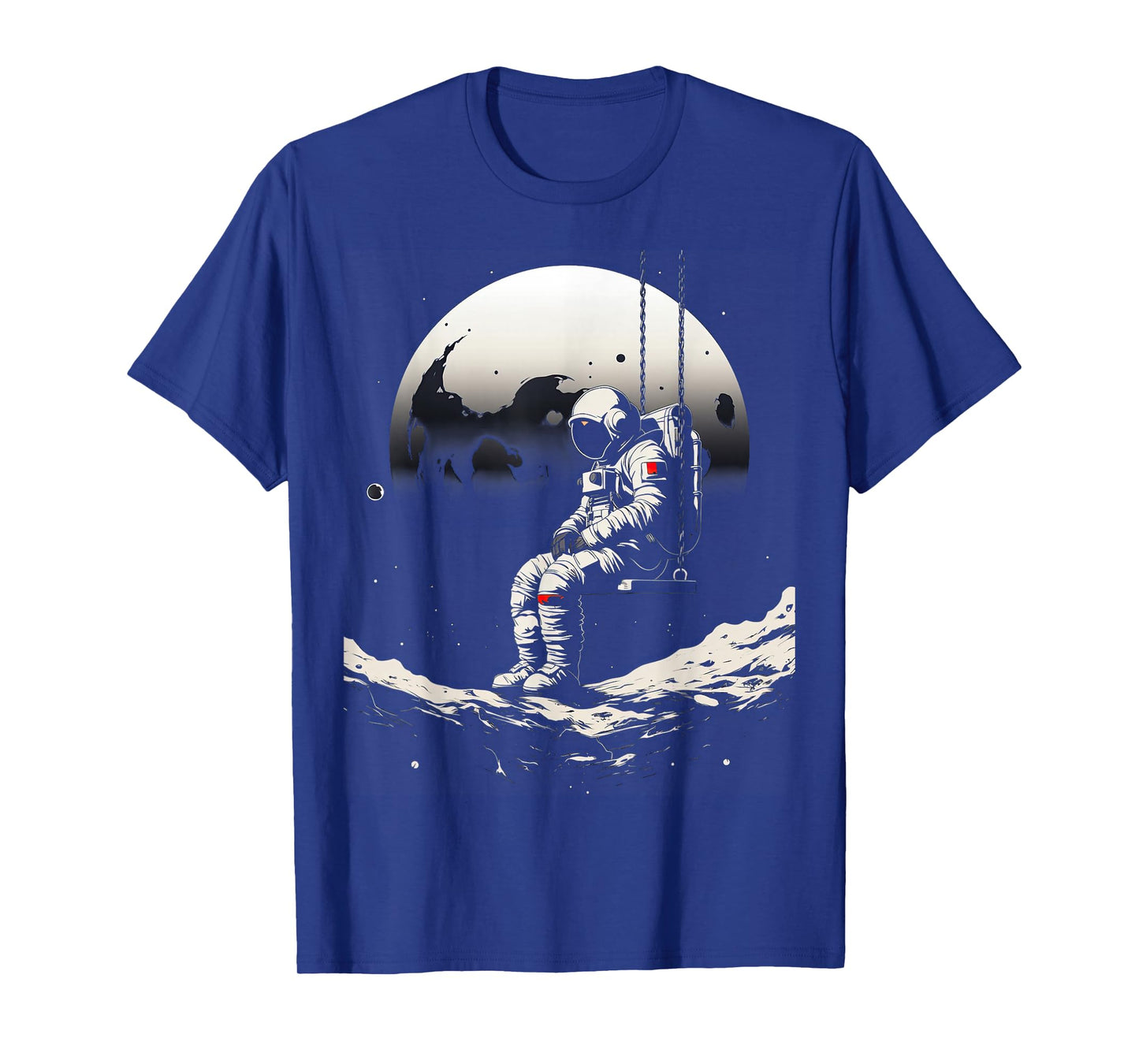 astronaut sitting on a swing in space stars moon T-Shirt
