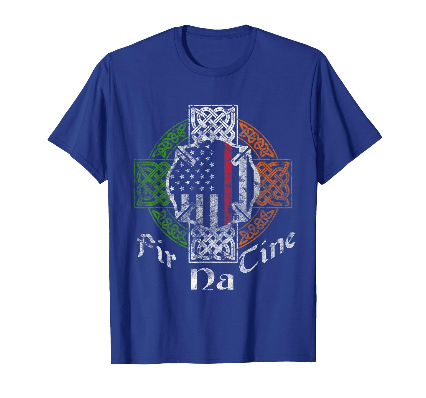 Irish Firefighter Thin Red Line Fir Na Tine Celtic Cross T-Shirt