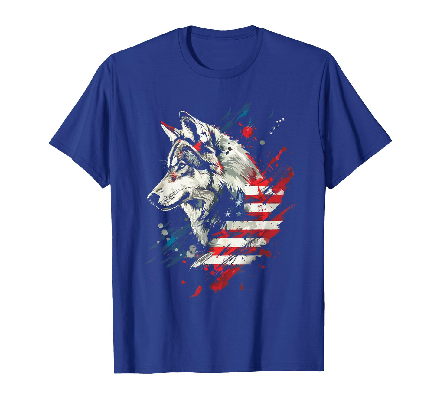 Wolf American Flag USA Patriotic Wolf Lover Women Kids Men T-Shirt