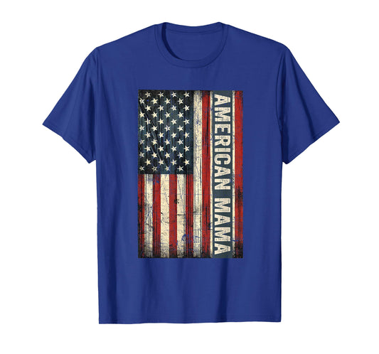 American Mama Vintage American Flag Retro Mom Mothers T-Shirt
