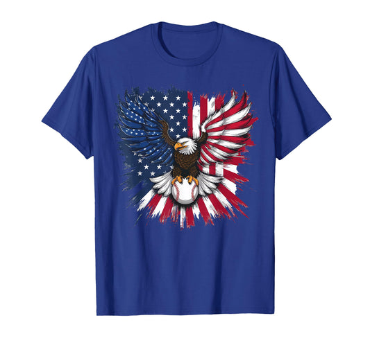 American Flag Baseball Player Bat Fan Catcher Pitcher USA T-Shirt
