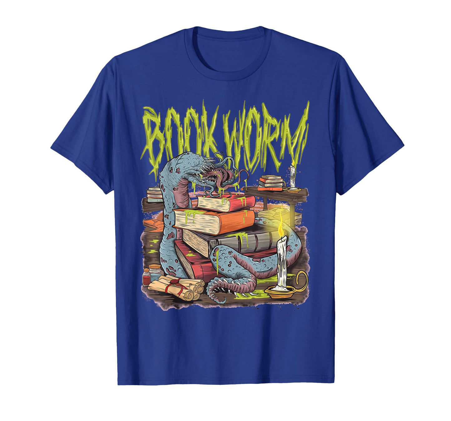 Graphic Book Worm Monster Funny Horror Reading Book Lover T-Shirt