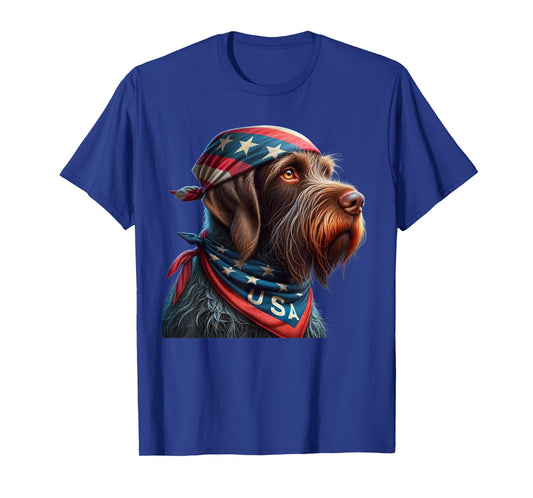 wirehaired pointing griffon dog american flag 4th of july Women Kids Men T-Shirt