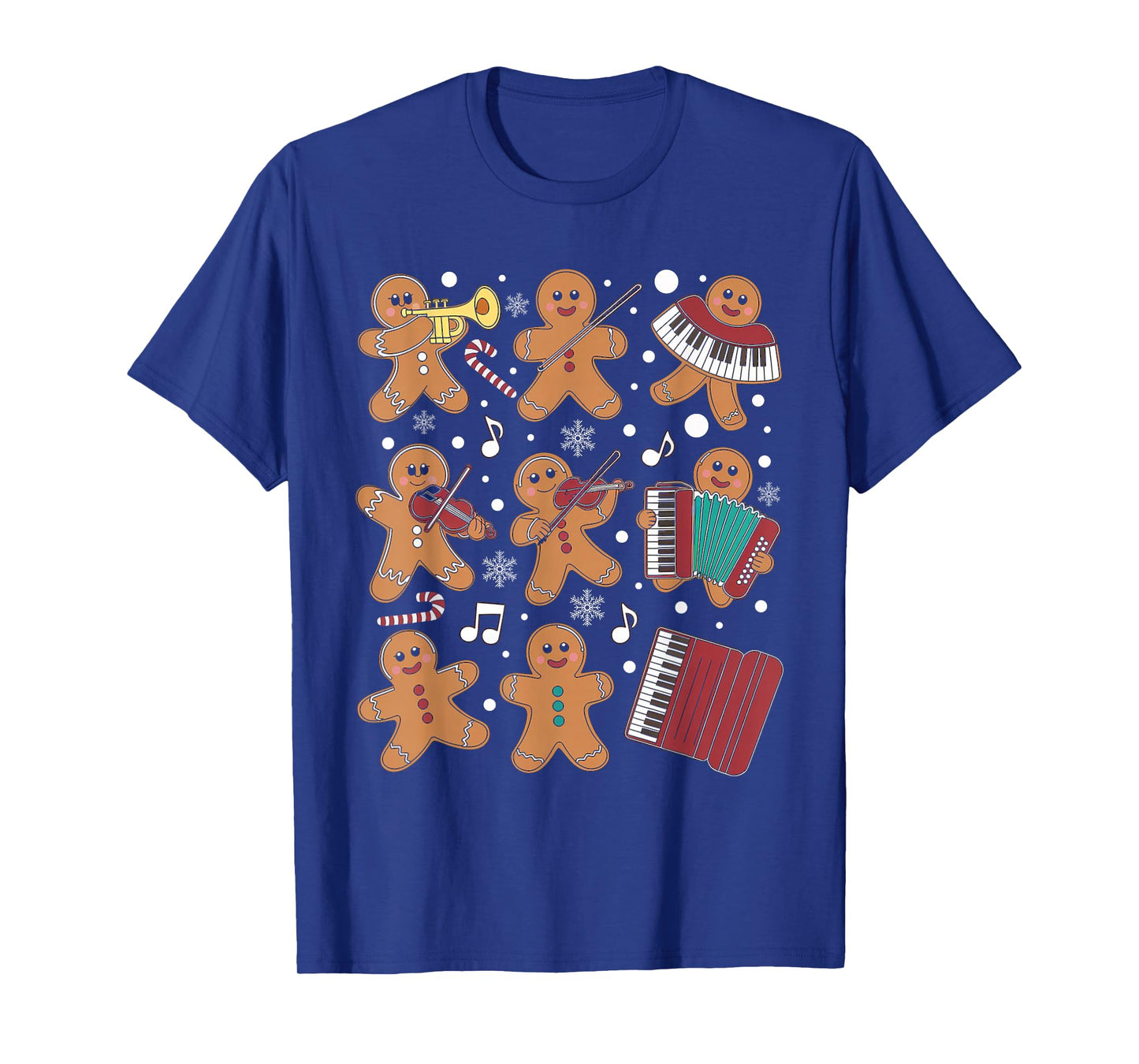 Christmas Musician Gingerbread Playing Musical Instruments T-Shirt