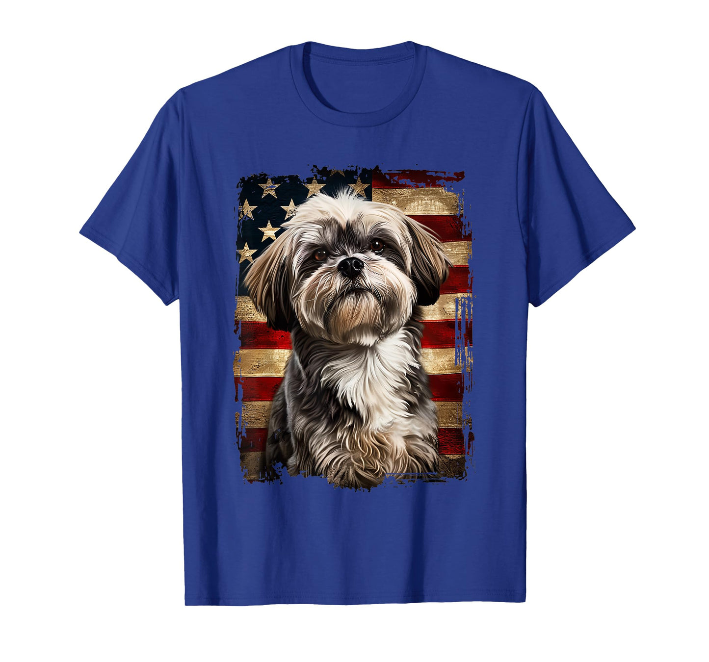Lhasa Apso American Flag T-Shirt