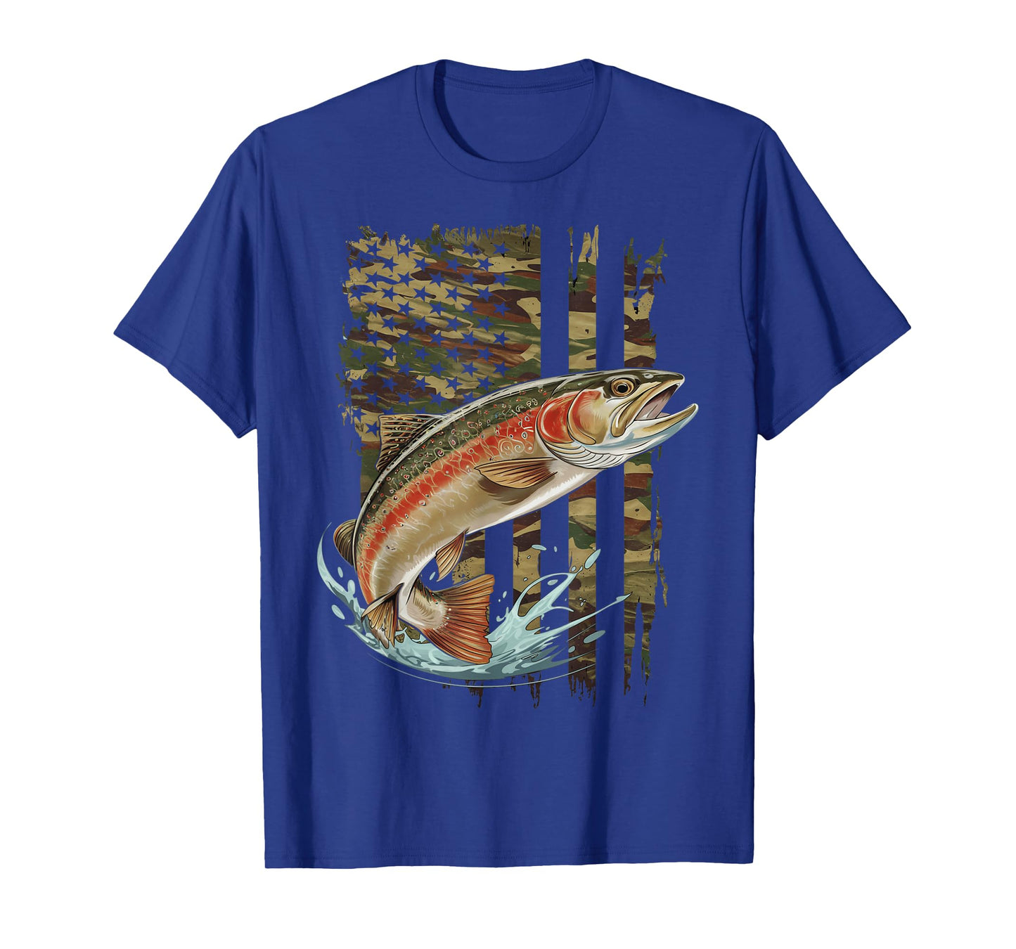 Vintage Speckled Brook trout American flag Fishing artwork T-Shirt