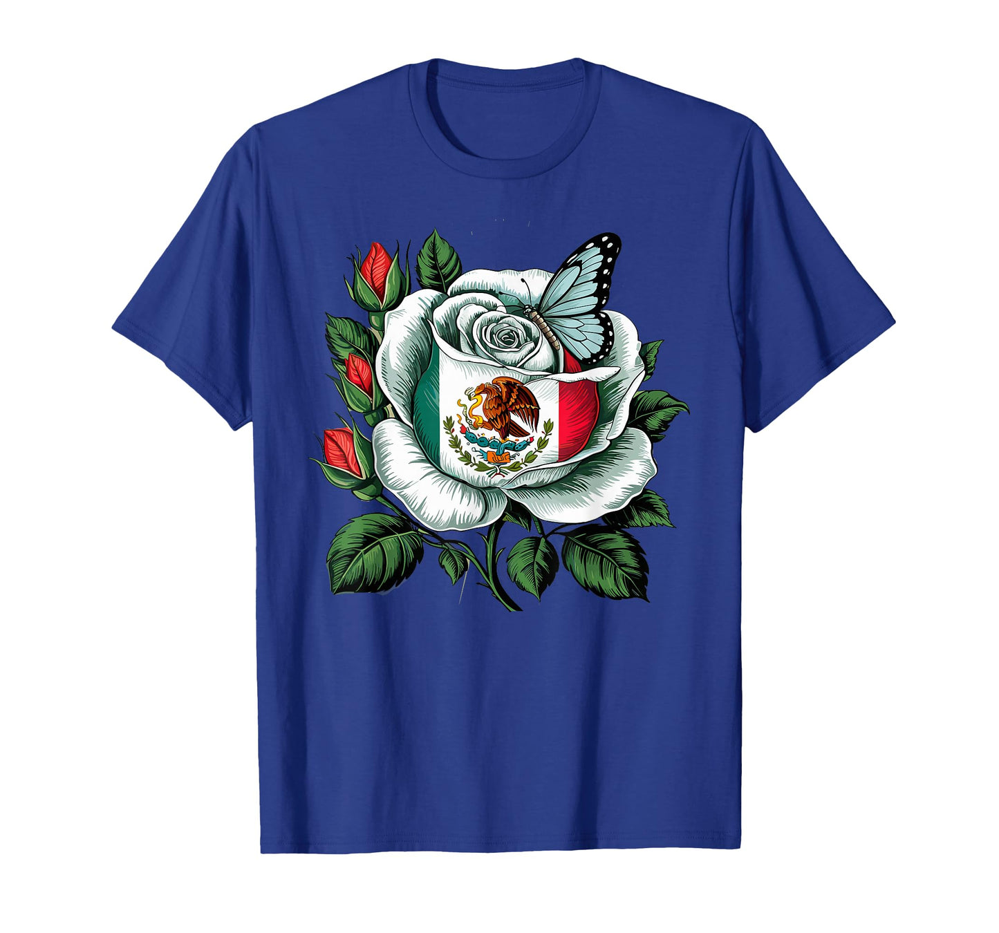 Viva Mexico Mexican Independence Day Flower Butterfly Design T-Shirt