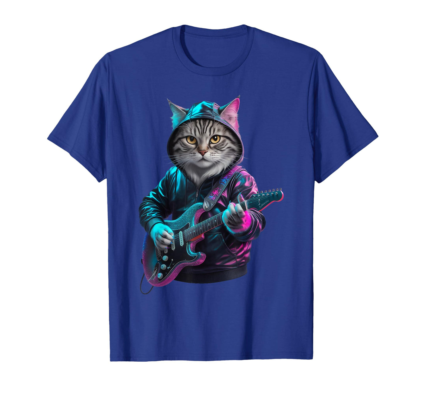 Cat Playing Guitar Rock and Roll Rock Star for Men Women Kid T-Shirt