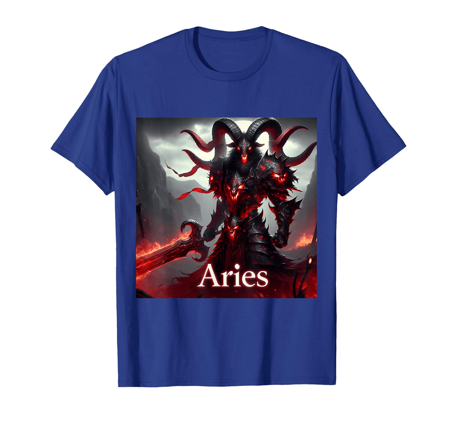 Medieval Aries Ram Demon Warlord Scifi Dark Fiction Graphic T-Shirt