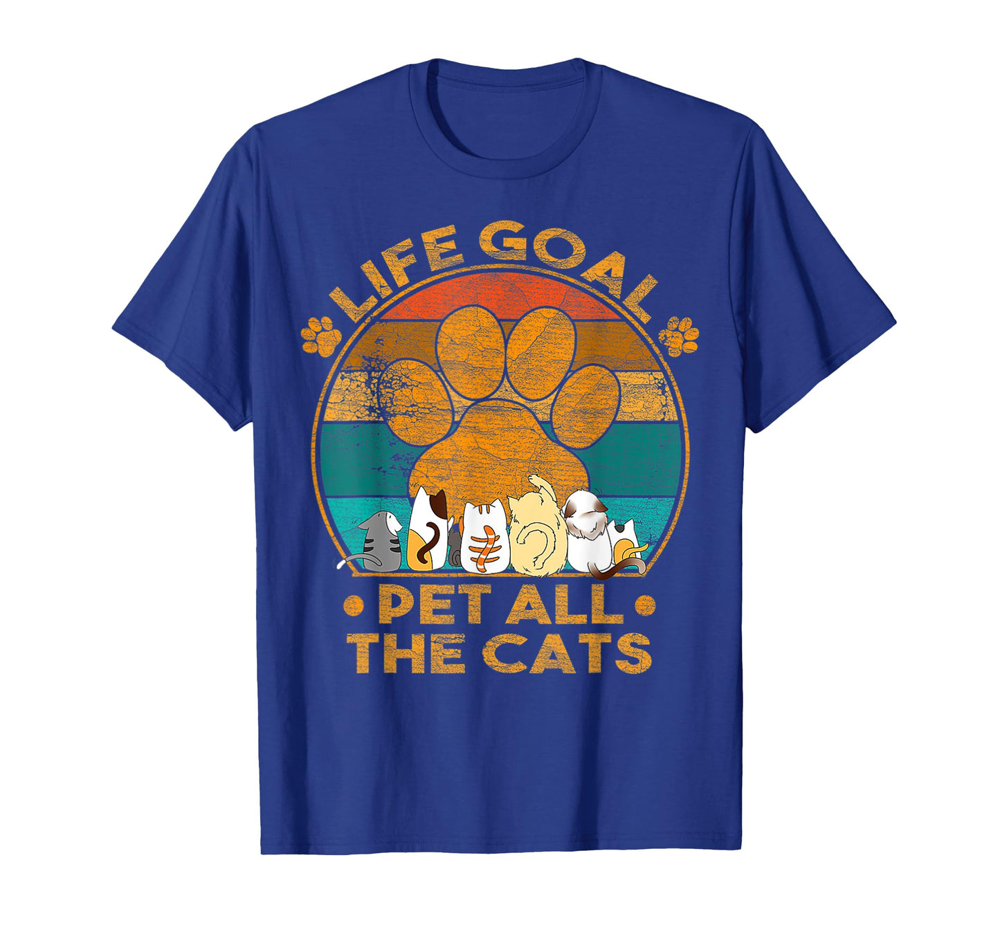 Life Goal Pet All The Cats Vintage Retro Lovers Cats T-Shirt