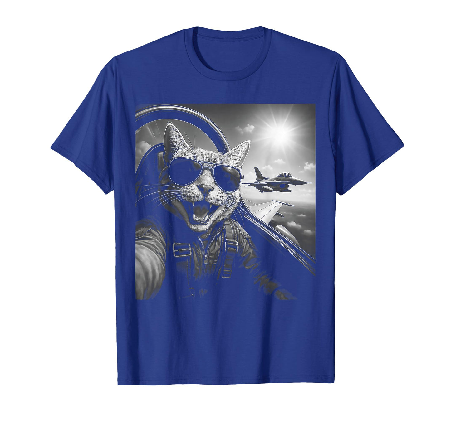 Funny Cat Selfie Pilot Jet Fighter Airplane Cat Gifts T-Shirt