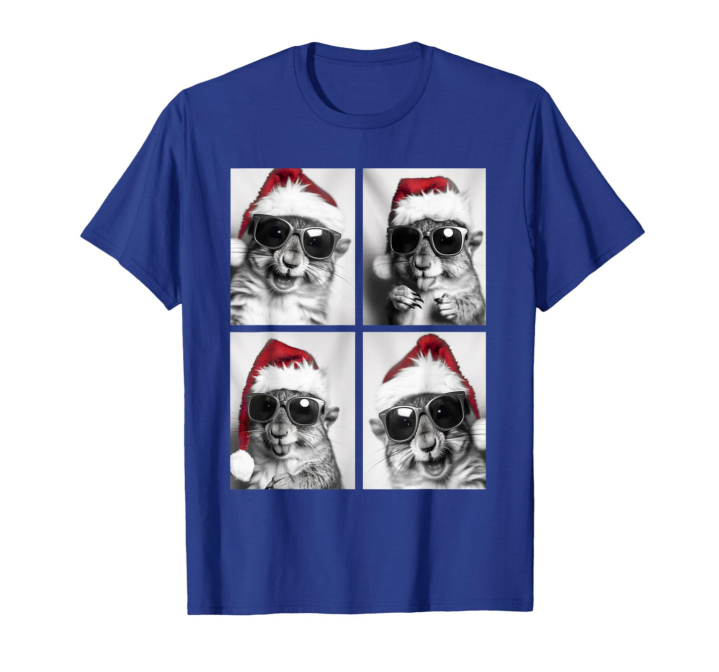 Funny Christmas Squirrels Sunglasses Santa Hat Festive Meme T-Shirt
