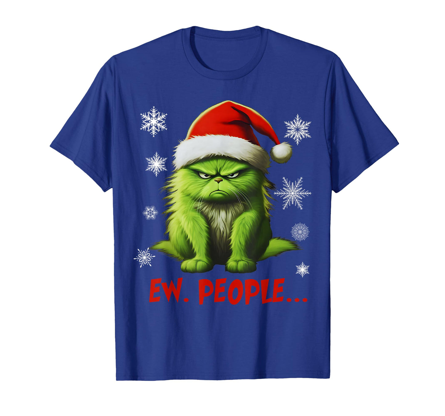 Funny Christmas Cat Ew People Meowy Cat Lovers Santa Hat Y2K T-Shirt